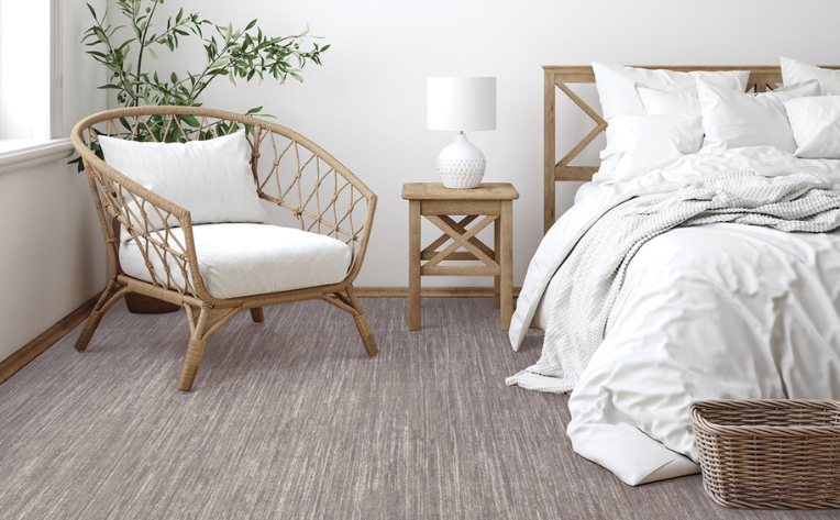 brownish grey pattern carpet in minimalist bedroom